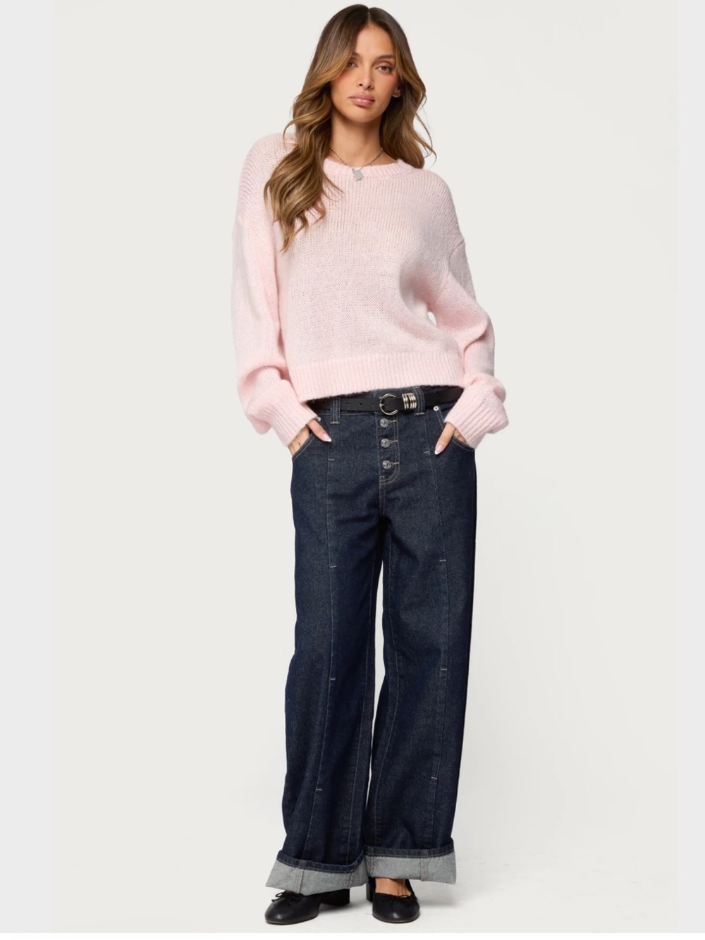 NWT Edikted Kyrah Oversized Knit Sweater - Pale Pink - Size Small
